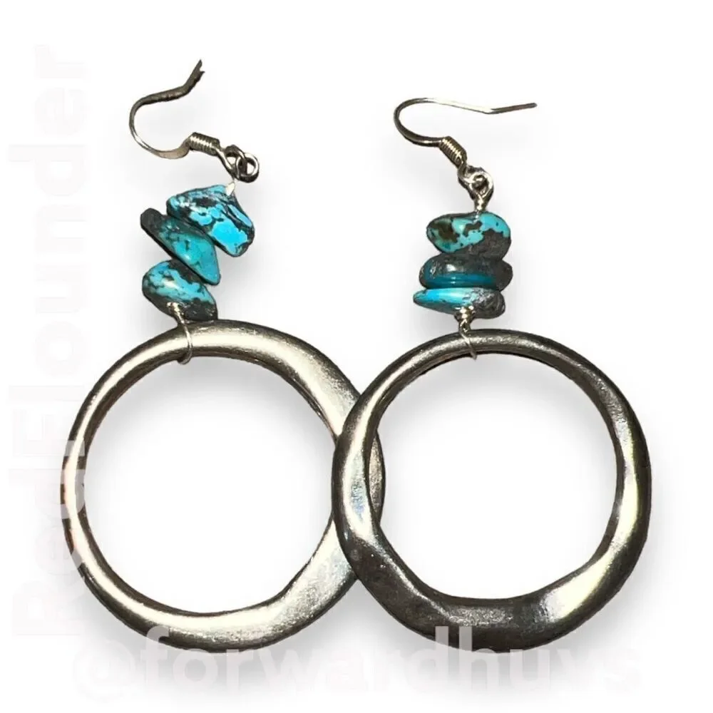 Bundle Sale 3 for $15 | Silver Tone Dangle Earrings with Turquoise Chips